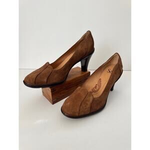 Söfft Suede Pumps Women 8.5 Brown Slip On Comfort Low Heel Classic